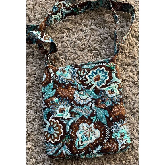 Vera Bradley Java Blue Floral Crossbody Hipster Purse - Picture 5 of 7